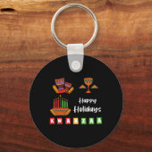 Porte-clés Joyeuses Vacances Kwanzaa Hanoukka Pour Hommes Fem (Recto)