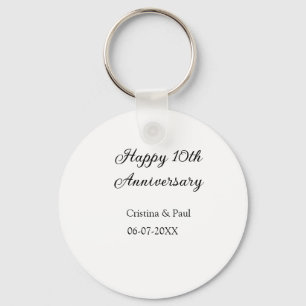 Porte-clés Joyeux 10e anniversaire simple nom de mariage mini