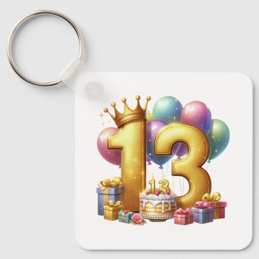 Porte-clés Joyeux 13e anniversaire (Recto)