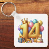 Porte-clés Joyeux 14e anniversaire (Recto)