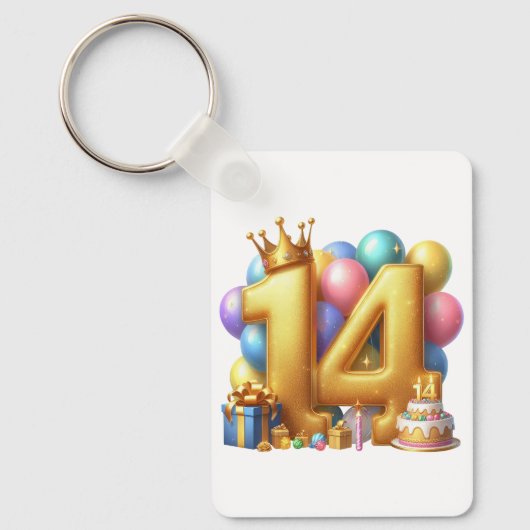 Porte-clés Joyeux 14e anniversaire (Recto)