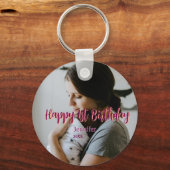 Porte-clés Joyeux 1er anniversaire enfant bébé mère rouge ora (Recto)