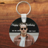 Porte-clés Joyeux 20e anniversaire simple photo ajouter nom d (Verso)