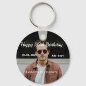 Porte-clés Joyeux 20e anniversaire simple photo ajouter nom d (Verso)