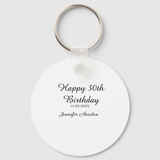 Porte-clés Joyeux 30e anniversaire ajouter nom date élégant s (Recto)