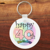Porte-clés Joyeux 40e anniversaire (roze) (Recto)