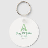 Porte-clés Joyeux 40e anniversaire vert ajouter nom monogramm (Verso)