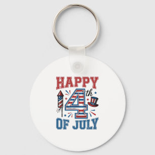 Porte-clés Joyeux 4 juillet Design vectoriel vintage patrioti
