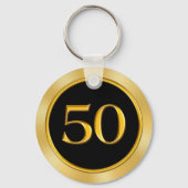 Porte-clés Joyeux 50e anniversaire Favor Idées, Noir et Or (Verso)