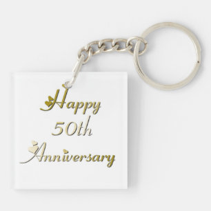 Porte-clés Joyeux 50e anniversaire Gold Police