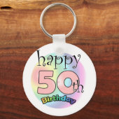 Porte-clés Joyeux 50e anniversaire (roze) (Recto)