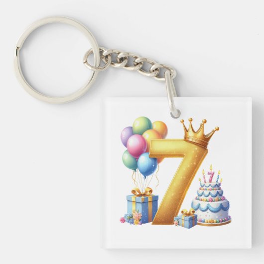 Porte-clés Joyeux 7ème Anniversaire (Devant)
