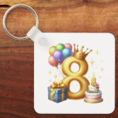 Porte-clés Joyeux 8e Anniversaire (Recto)