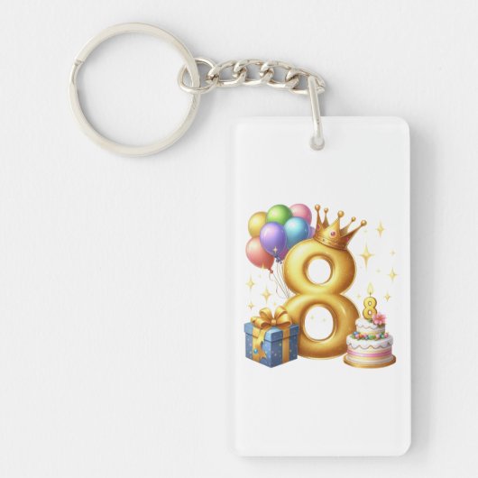 Porte-clés Joyeux 8e Anniversaire (Devant)