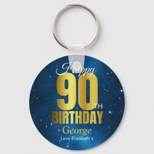 Porte-clés Joyeux 90e anniversaire Blue Gold (Recto)