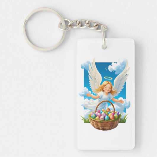 Porte-clés Joyeux Ange de Pâques avec Panier (Devant)
