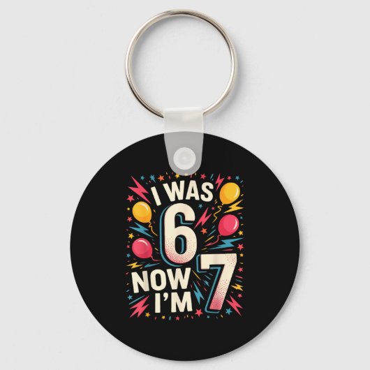 Porte-clés Joyeux Anniversaire 7 Ans J'avais 6 Ans Maintenant (Recto)