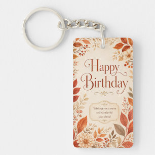 Porte-clés Joyeux Anniversaire Aquarelle Botanique Automne Ch