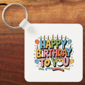 Porte-clés Joyeux Anniversaire Chat Mignon (Recto)