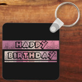 Porte-clés joyeux anniversaire coloré (Verso)