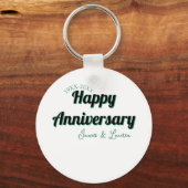 Porte-clés Joyeux anniversaire de mariage nom date année vert (Recto)