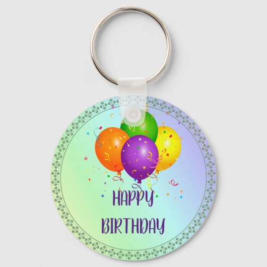 Porte-clés Joyeux anniversaire, design populaire, (Recto)
