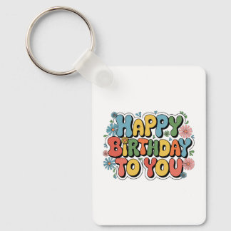 Porte-clés Joyeux Anniversaire Floral Groovy