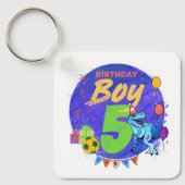 Porte-clés Joyeux anniversaire garçon 5e anniversaire Dinosau (Recto)