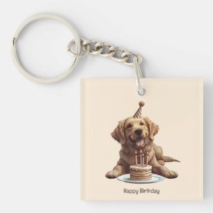 Porte-clés Joyeux Anniversaire Golden Retriever Chien