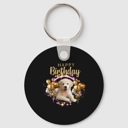 Porte-clés Joyeux anniversaire Labrador Retriever (Recto)