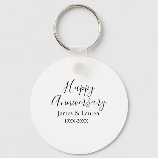 Porte-clés Joyeux anniversaire mariage nom date année simple  (Recto)