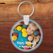 Porte-clés Joyeux Anniversaire Moderne Simple Photo (Recto)