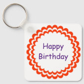 Porte-clés Joyeux anniversaire orange violet (Recto)