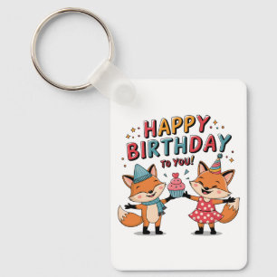 Porte-clés Joyeux Anniversaire Renards