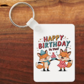 Porte-clés Joyeux Anniversaire Renards (Recto)