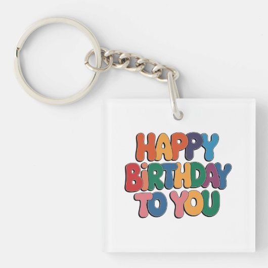 Porte-clés Joyeux anniversaire rétro (Devant)