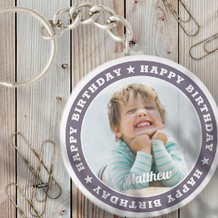 Porte-clés Joyeux anniversaire Simple moderne photo personnal