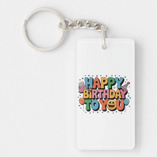 Porte-clés Joyeux Anniversaire Smiley (Devant)