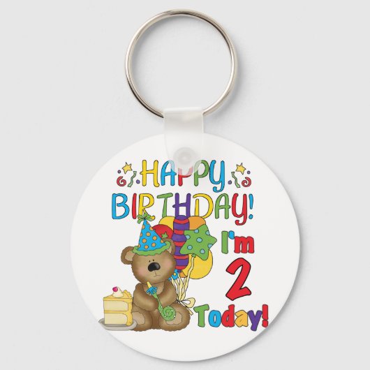 Porte-clés Joyeux anniversaire Teddy Bear 2e anniversaire (Recto)