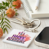 Porte-clés Joyeux Anniversaire tshirt (Devant Droit)