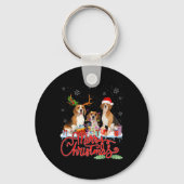 Porte-clés Joyeux Beagle de Noël Chien Père Noël Reindeer Lig (Recto)