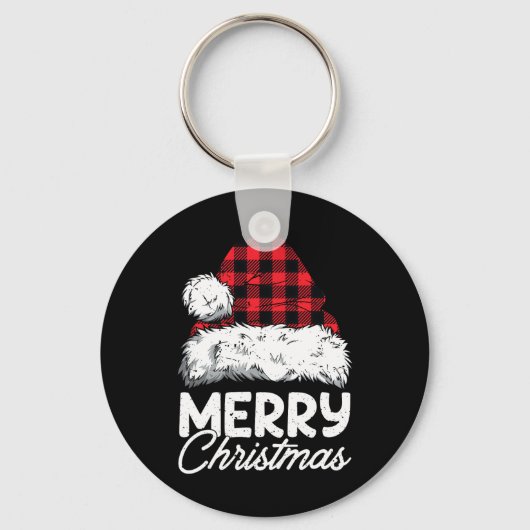 Porte-clés Joyeux Buffalo de Noël Plaid Rouge Noël Noël Noël  (Recto)