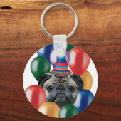 Porte-clés Joyeux chien de Carlin d'anniversaire (Recto)