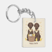 Porte-clés Joyeux Chiens de récupération de chocolat de Pâque (Devant gauche)