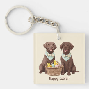 Porte-clés Joyeux Chiens de récupération de chocolat de Pâque