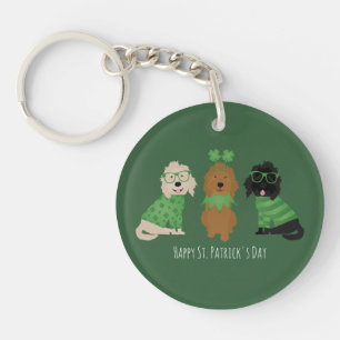 Porte-clés Joyeux Chiens Goldendoodle Jour de la Saint Patric