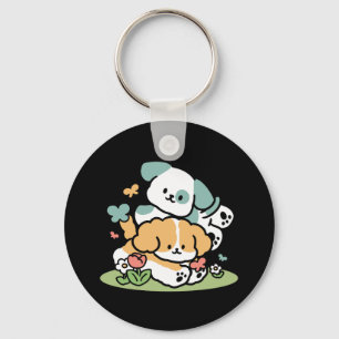 Porte-clés Joyeux Chiots Arrivés En Mai - Kawaii Dog Art
