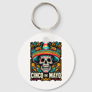 Porte-clés Joyeux Cinco De Mayo Skeleton Skull Sombrero Mexic