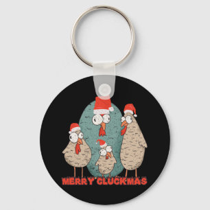 Porte-clés Joyeux Cluck Noël - Poulets de Noël fous