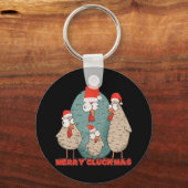 Porte-clés Joyeux Cluck Noël - Poulets de Noël fous (Recto)